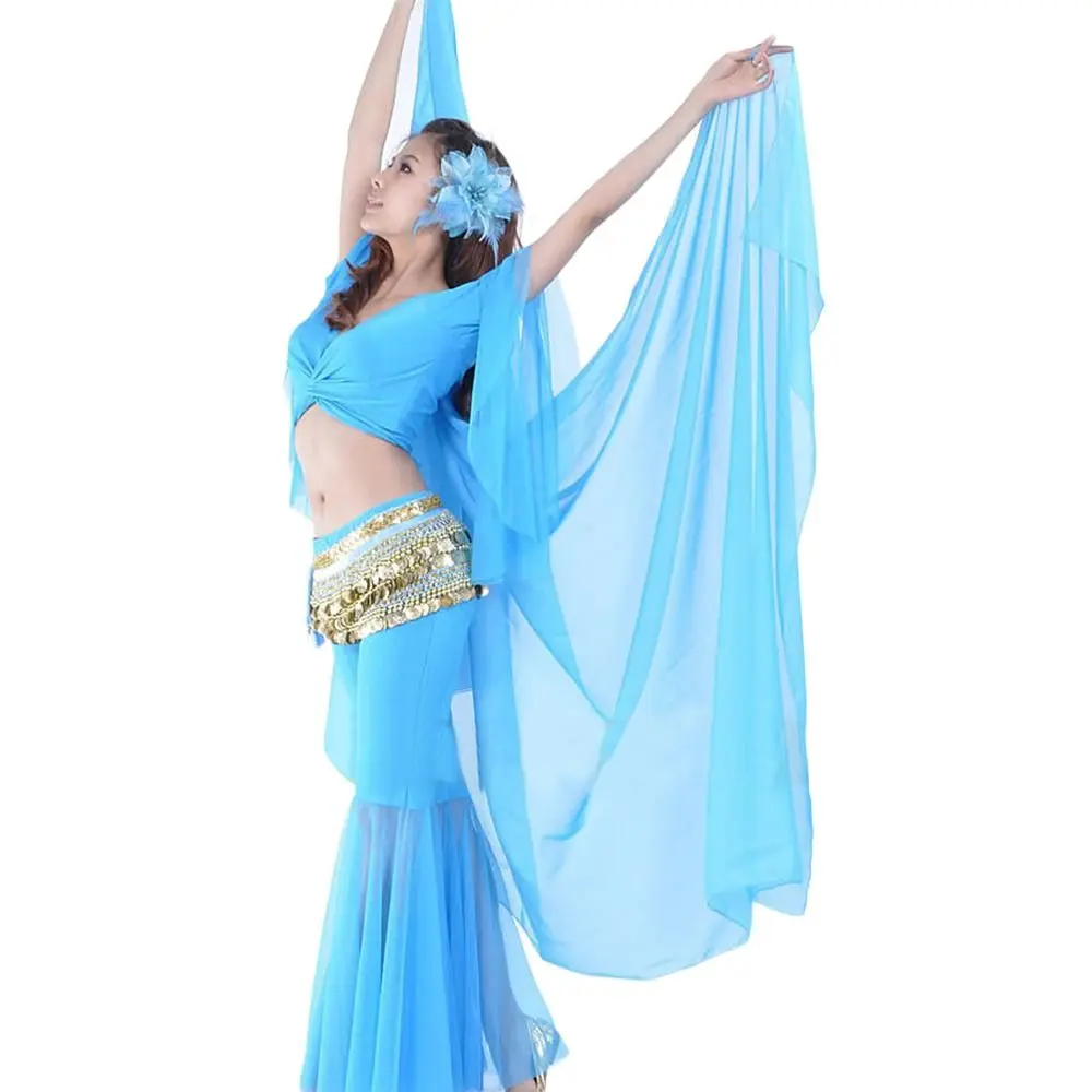 Big Veil Shawl Belly Dance Chiffon Scarf Women Hip Scarf Wrap Belt Dancer Skirt Female Show Costumes For Thailand/India/Arab