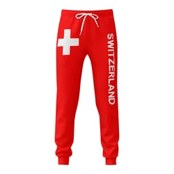 Mens Sweatpants Switzerland Flag Pants with Pockets Joggers Soccer Football Multifunction Sports Sweat With Drawstring