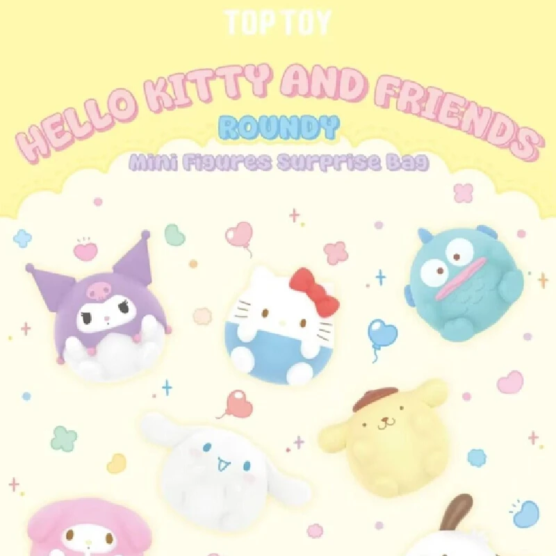 

New Sanrio Characters Roundy Series Mini Blind Bags Toys Fun Beans Pochacco Hellokitty Hangyodon Blind Box Collections Ornaments
