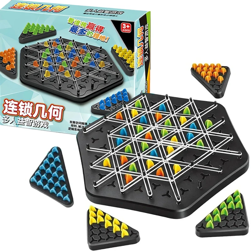 New Geometry Chain Chess Puzzle Triangle Chess Desktop Game Rubber Band Training Family Interaction Exercise Thinking Toys Gifts