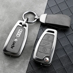 Car Metal Label Styling Key Case Cover Fob For Audi C5 C6 R8 A1 A3 A4 A5 A6 A7 Q3 Q5 Q7 S6 B6 B7 B8 8P 8V 8L TT RS RS3 S3 Sline