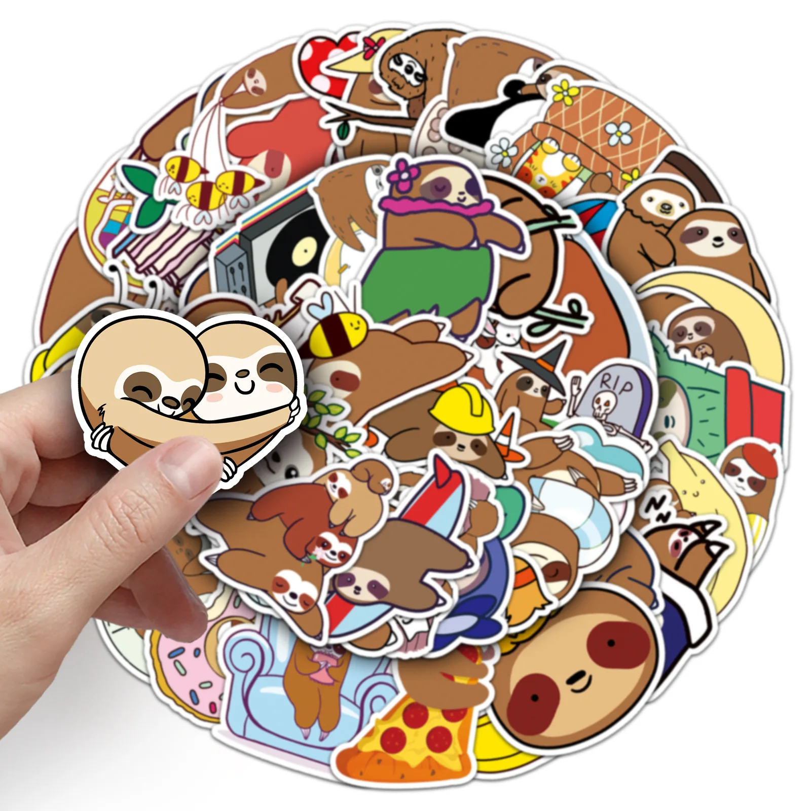 สติกเกอร์ลายการ์ตูนสลอธสุดน่ารัก 10/50 ชิ้น สติกเกอร์กราฟฟิตี้สุดฮา สร้างสรรค์ สำหรับตกแต่งสกู๊ตเตอร์ แก้วน้ำ เคสมือถือ กันน้ำ ของเล่น