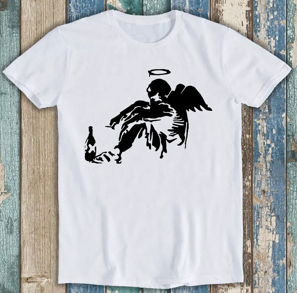 Banksy Fallen Angel Meme Art Funny Retro Unisex Gift Tee T Shirt Tees Y2K tops Unisex Summer Short Sleeve