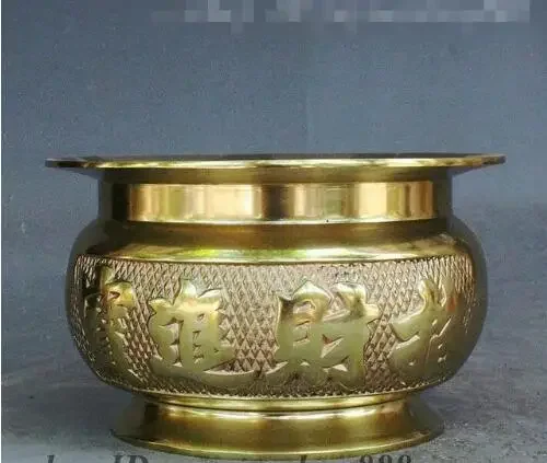 Chinese Pure Brass Carved Wealth Zhaocaijinbao Statue Incense Burner Censer Pot