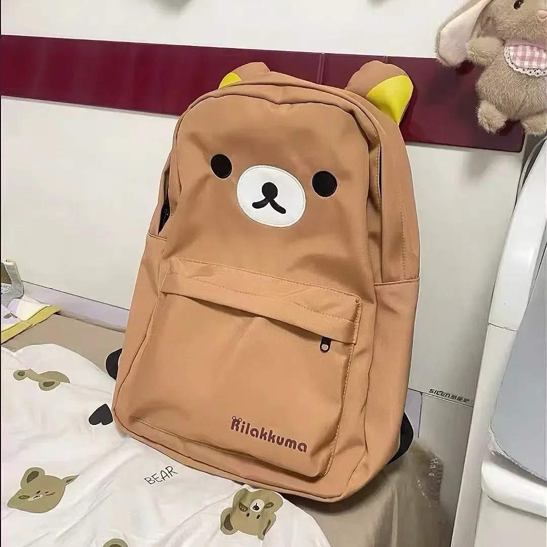 Neu eingetroffen, auf Lager: Japanischer Cartoon-Bären-Rucksack, große Kapazität, Rilakkuma-Schultasche, niedlicher Freizeit-Reiserucksack für