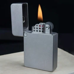 Minimalist Frosted Titanium Kerosene Lighter Absorption Wheel Fuel Lighter CNC Hollowed Out Armor Style Collective Gift