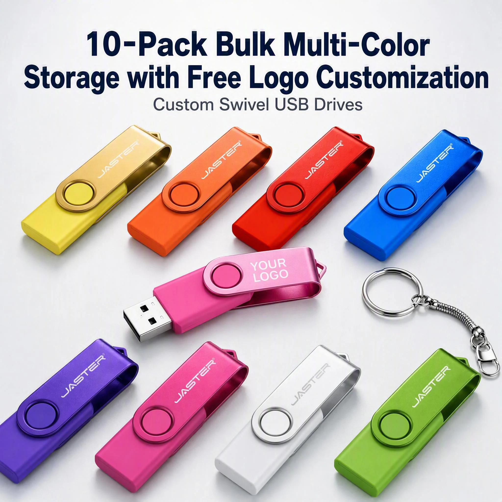 20 Pieces USB Flash Drive 128GB Free Custom Logo Pen Drive 64GB 20PCS Lote Memory Stick Colorful Metal Pendrive 32GB USB Stick