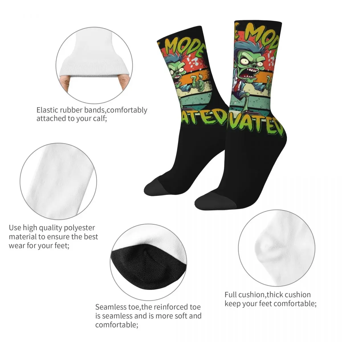 Harajuku Female Male Socks Zombie Mode Activated Merch Warm The Walking Dead Sport Socks All Season