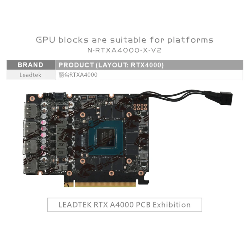 

Водяной блок Bykski на заказ для графического процессора Leadtek RTX A4000, цельнометаллическая крышка с задней пластиной, водяной охладитель, компьютерная часть водяного охлаждения