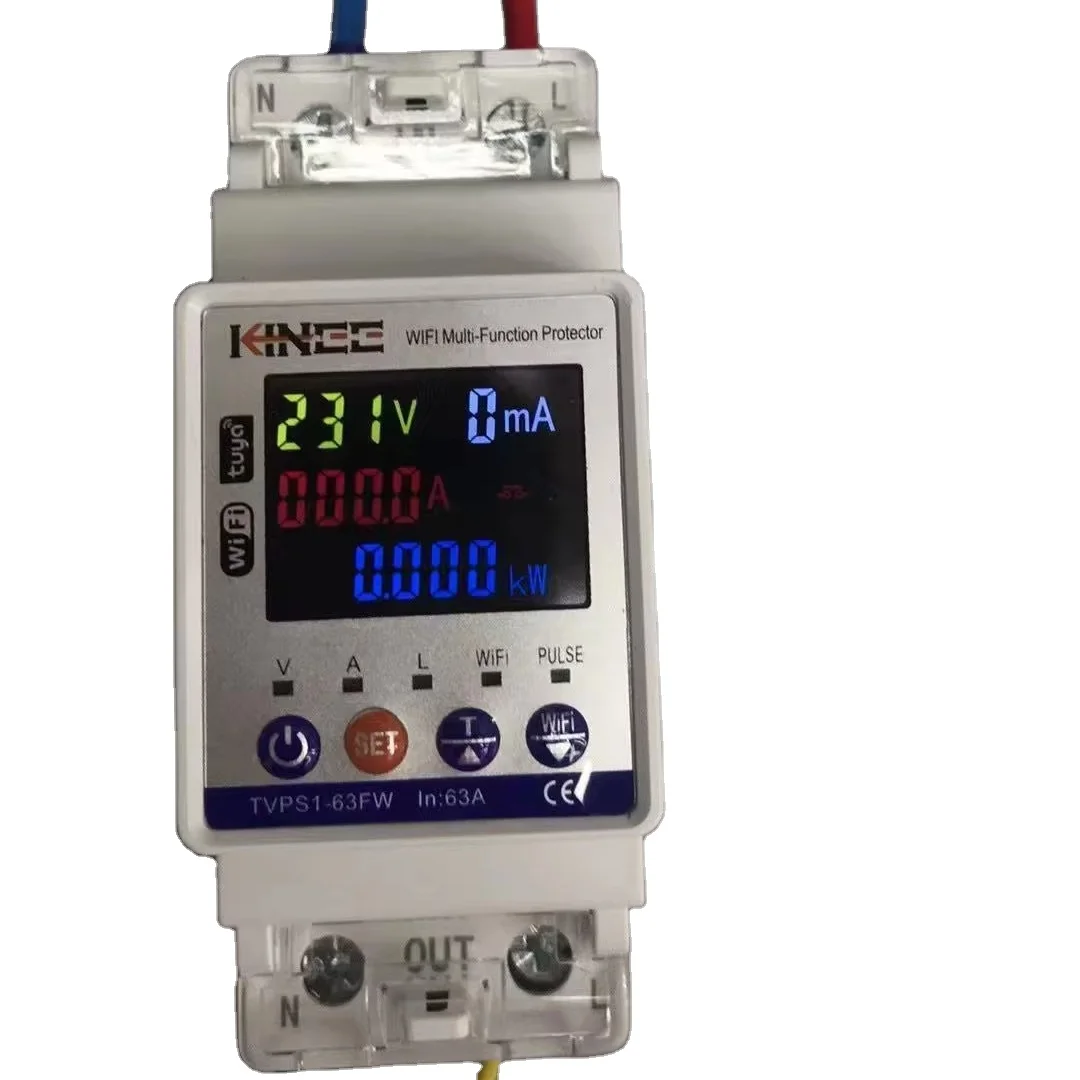 

KINEE 220V Smart Electrical Digital Adjustable Over Under Voltage Protector Protection Device with Wifi