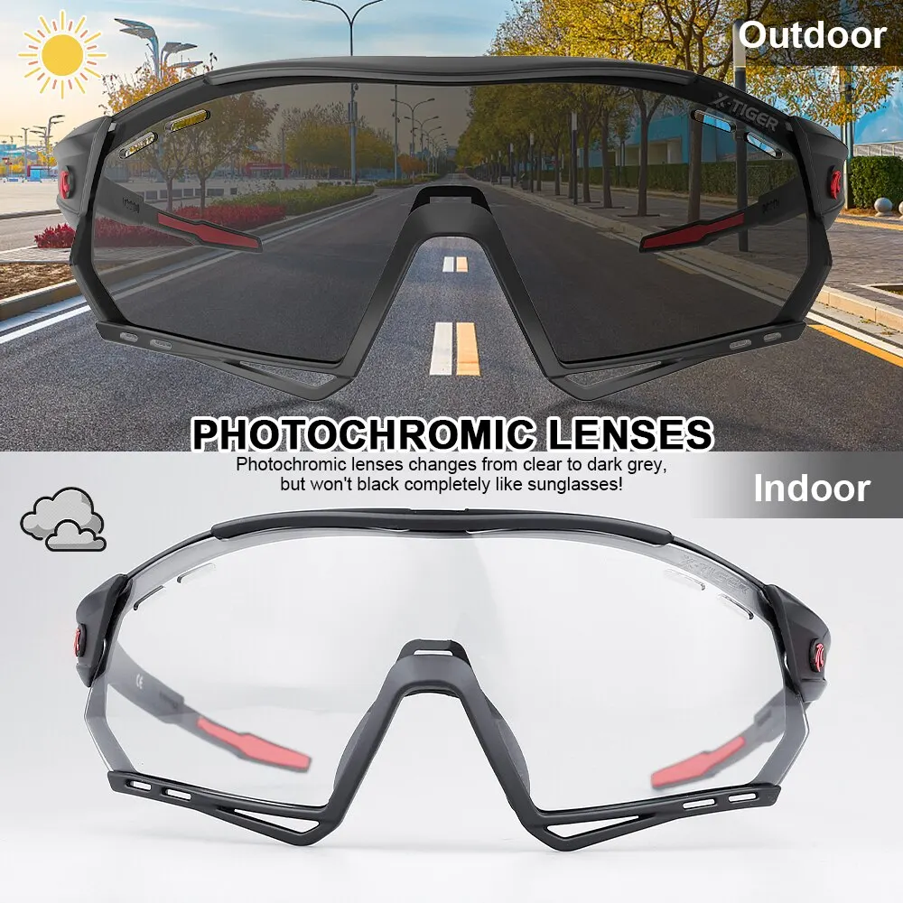 X-TIGER Photochromic Sports Sunglasses Bike Cycling Glasses Polarized UV400 Riding Driving Baseball Running Fishing Eyewear