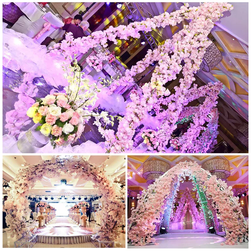 

Зашифрованные искусственные цветы с 4 вилками, имитация ветвей вишни, декор свадебной арки, ветки с белыми и розовыми цветами груши.