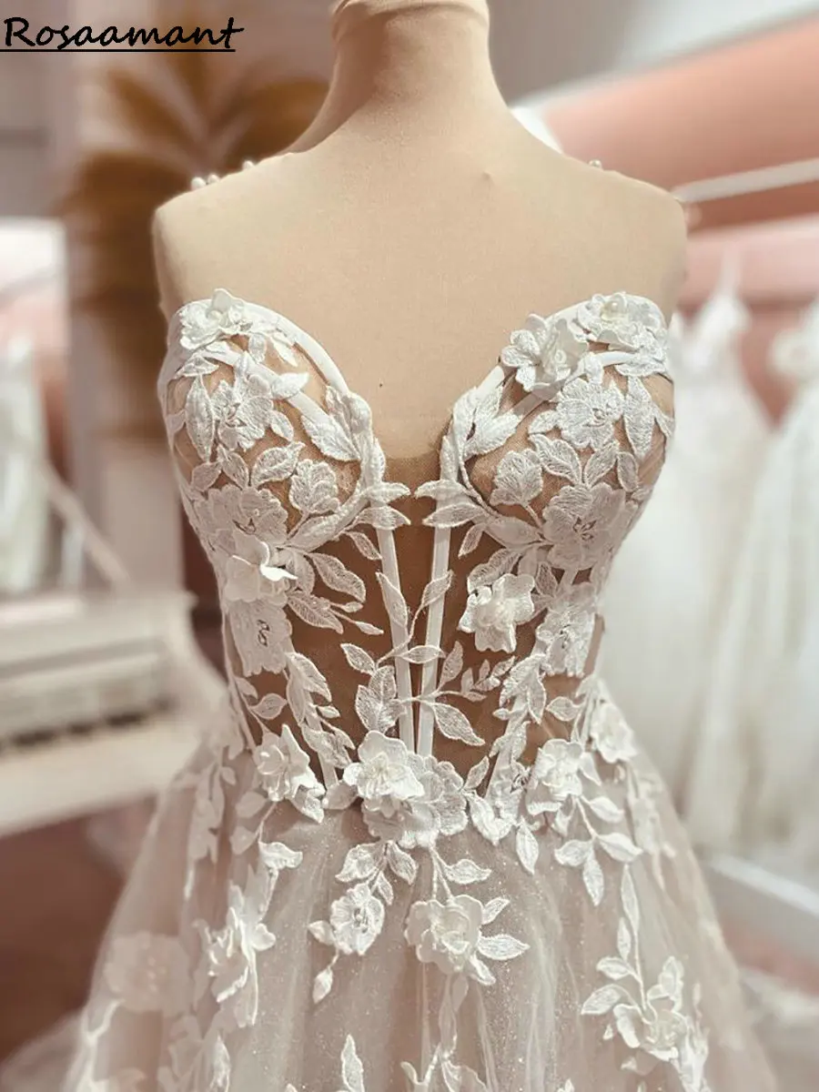 Robe de Mariée en Dentelle avec Appliques Florales, Image Réelle, Tension Icide, Chérie, Ligne de Fibres, Style Boho, Pays, Patients, Quelle que soit