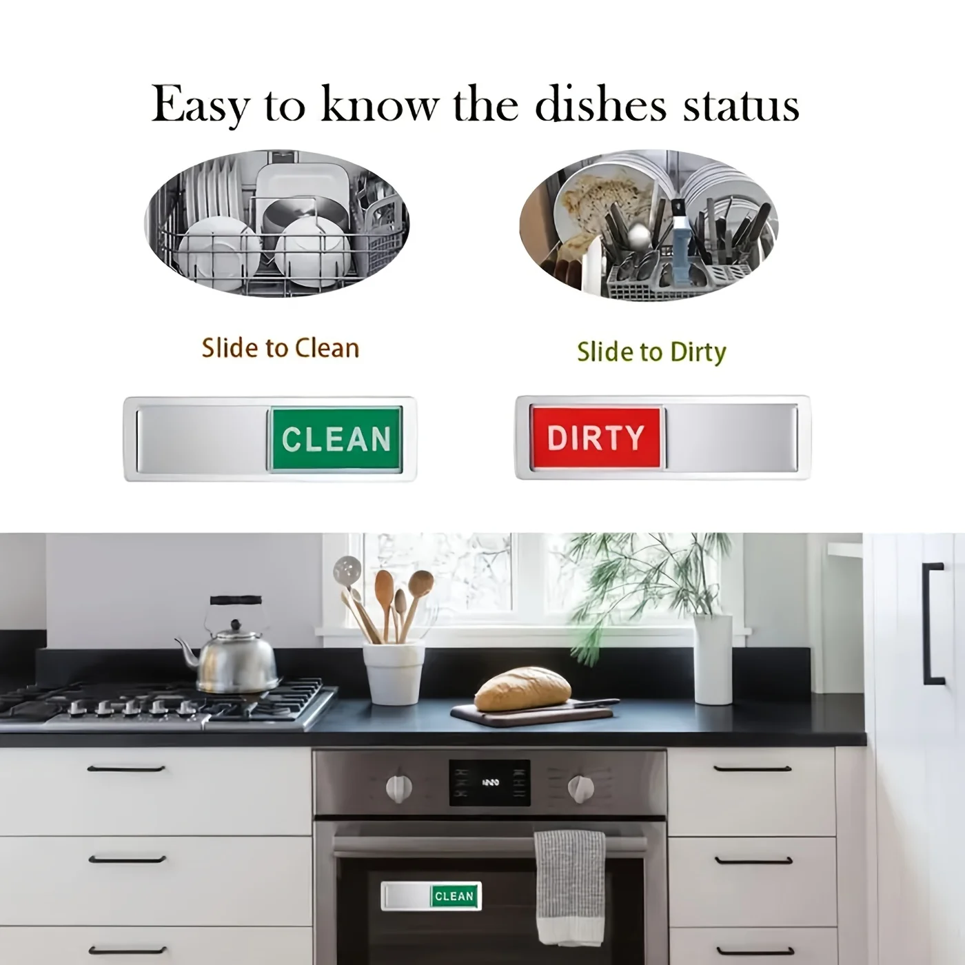 1 PCs Dishwasher Magnet Clean Dirty Sign for Dishwasher Or Refrigerator, Magnetic Clean Dirty Dishwasher Magnet Indicator Marker