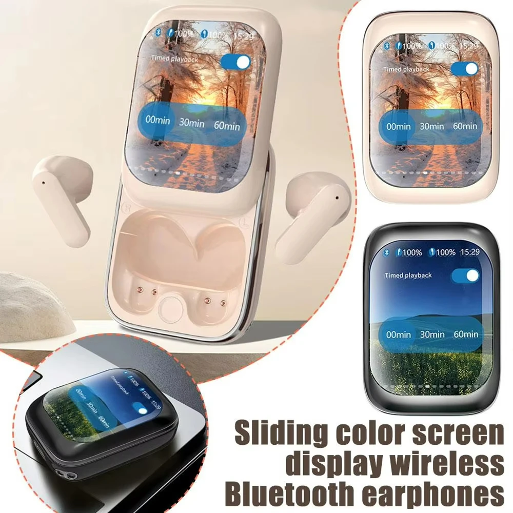 Large Screen Slide Cover Smart Bluetooth Headset Color Display Retro Noise Cancelling Touch Screen Multi-function Wireless Tws