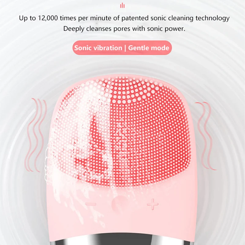 Escova de limpeza quadrada de silicone elétrica limpador facial ultrassônico cuidados com a pele massageador de limpeza facial recarregável