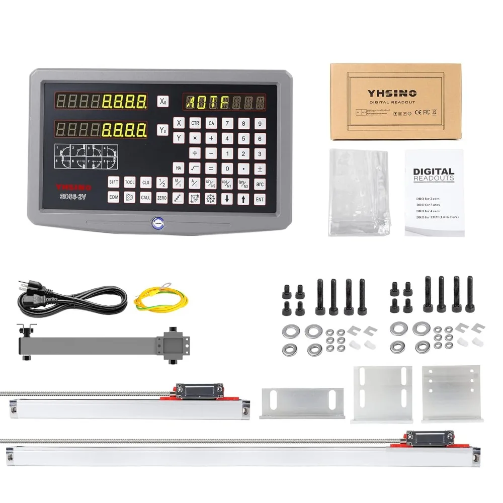 

2-axis Kit SDS6-2V Digital Readout KA300 Linear Scale Resolution 0.005mm for Lathe Drilling and Milling Machine Working Stroke