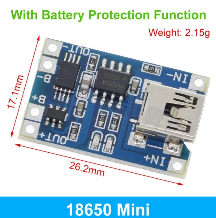 Módulo de carga TP4056, 5 uds., batería de litio 18650 1A, interfaz TYPE-C/MICRO, placa de carga de protección contra sobrecorriente
