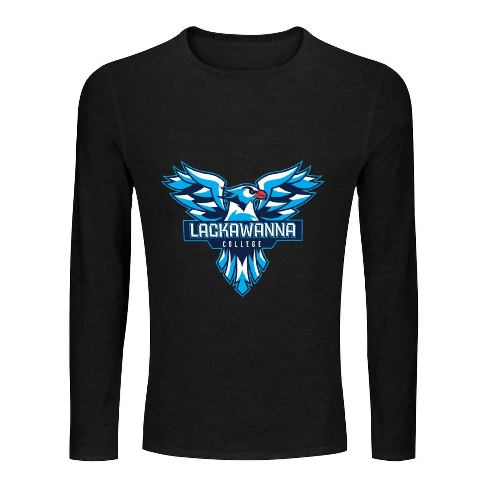 Lackawanna College cyan Double Wing Falcon (e-sports) Long T-Shirt tops Men's t-shirt