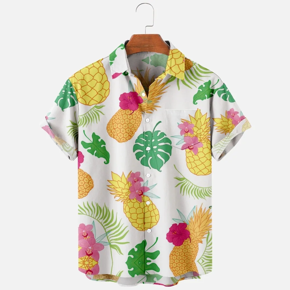 

Men's Fashion T Shirts Hawaiian Tropical Camicias 3d Print Cozy Casual One Button Shirts Short Sleeve Beach Oversized Clothes 10