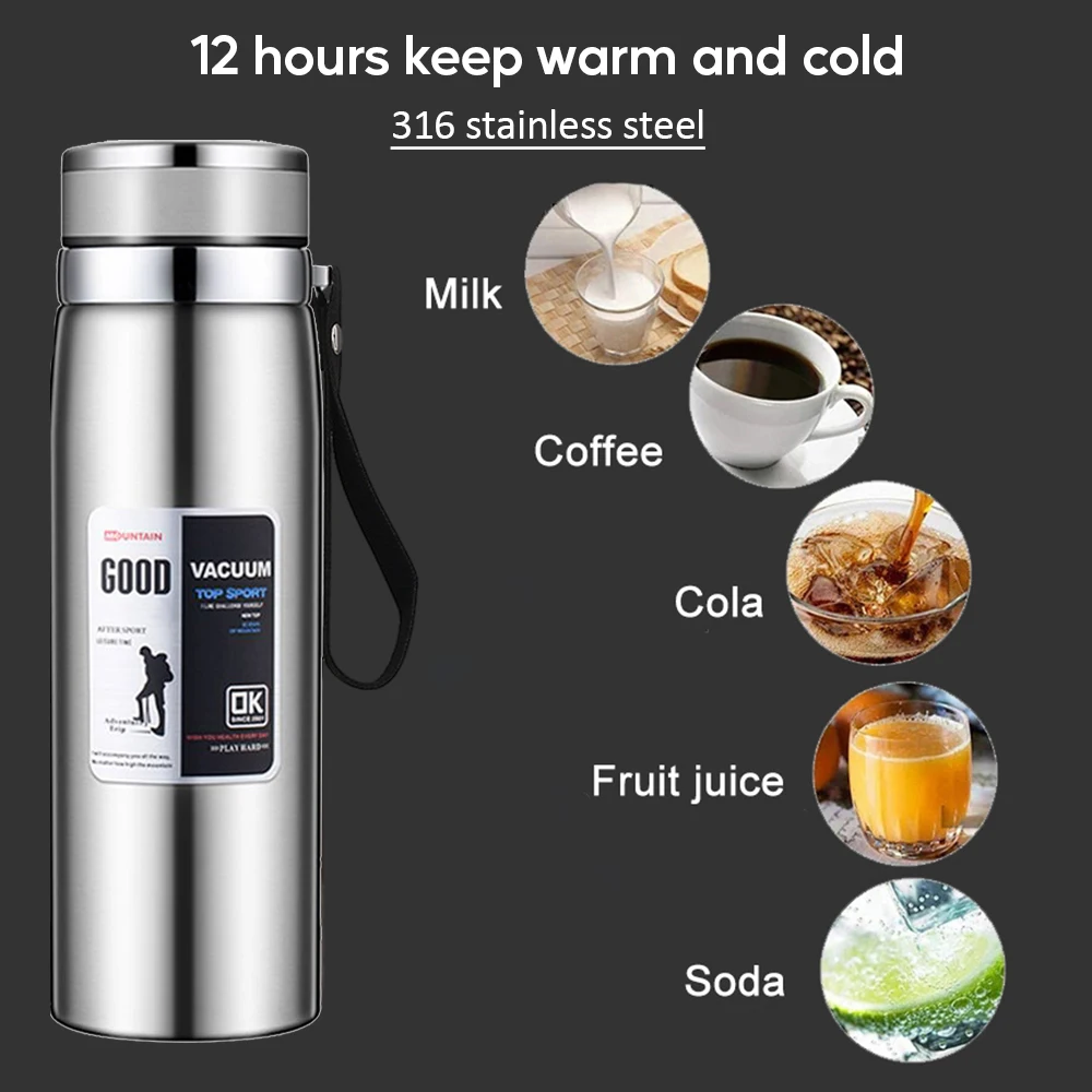 1000ML Large Capacity Thermos Bottle Keep Cold and Hot Stainless Steel Water Bottle Thermal Mug Vacuum Flask Tumbler Thermo Cups