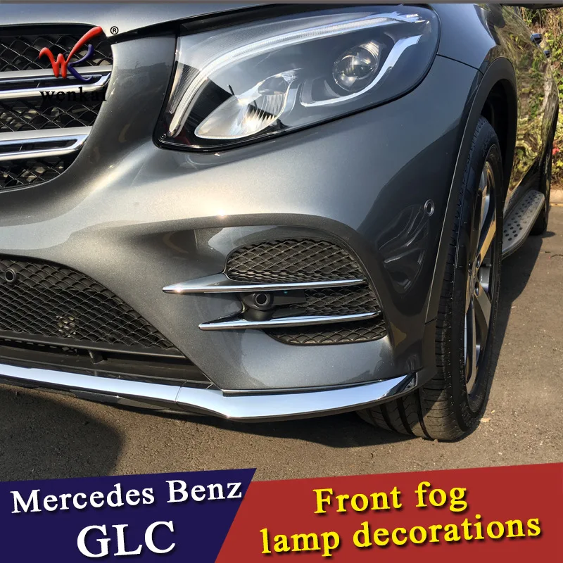 For Mercedes Benz GLC Class X253 2016-2019 GLC250 260 300 350 43 AMG Car Front Bumper Lip Splitter Spoiler Fog Light Trim