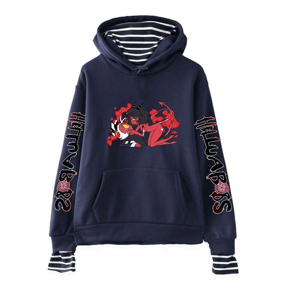 Helluva Boss Hoodies Women Men Fashion Fake Two Piece Hoodie Hip Hop Y2k Sweatshirt Harajuku Streetwear American Anime Clothes