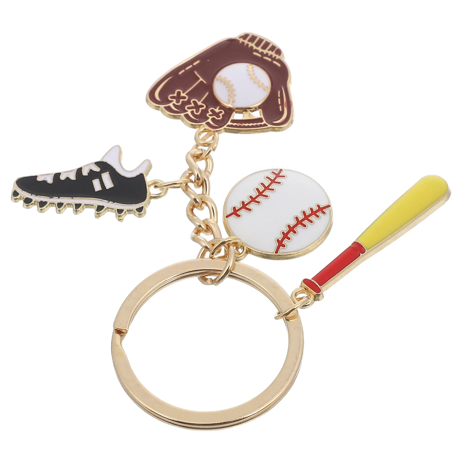 

1Mini Baseball Bat Keychain Zinc Alloy Sports Ball Pendant Decorative Key Ring For Backpacks Bags Fans Party Favors