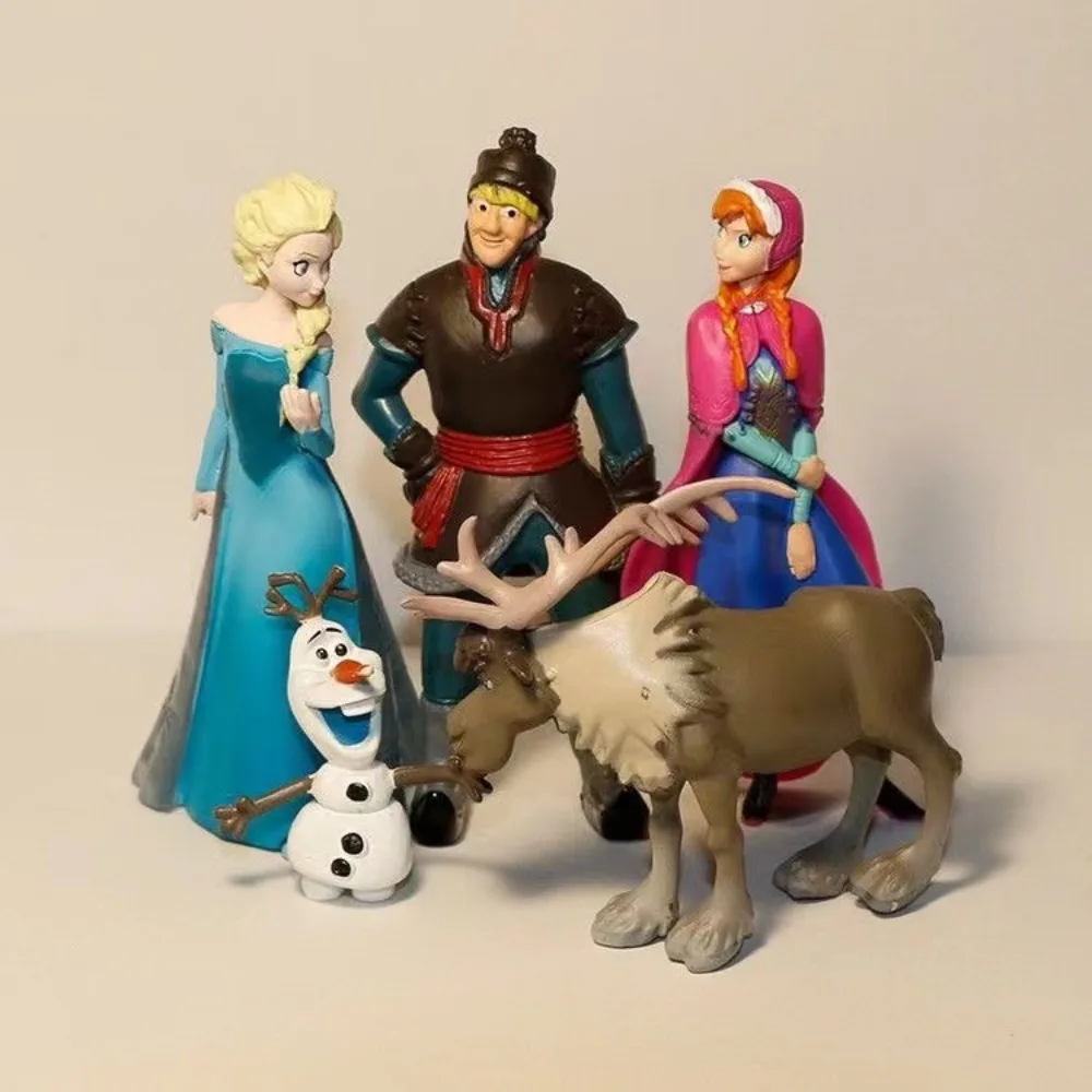 Disney Cute Cartoon Anime Frozen Children's Dream Castle Princess Elsa Anna A Set of Five Styles Garage Kit Models Toy Ornament