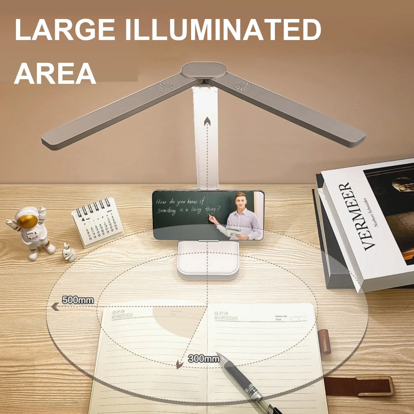 Lampe LED de Bureau Rechargeable par USB, Éclairage Tactile à 3 Variations, Protection des Yeux, Pliable, pour Chambre à Coucher