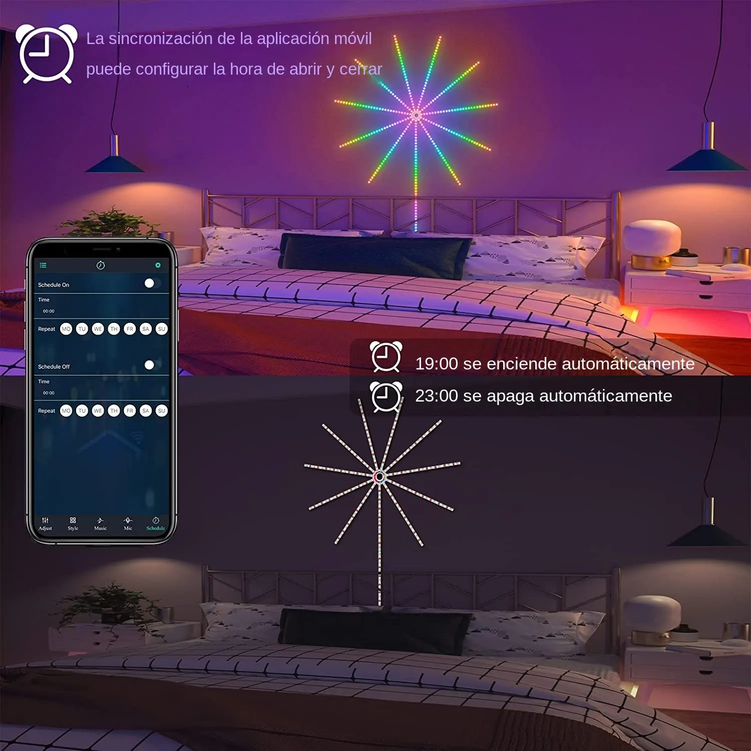 USB impermeabile LED fuochi d'artificio luce RGB Smart Bluetooth Light Bar controllo APP Music Sync camera da letto TV Wall Bar decorazione natalizia