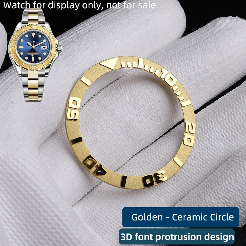 Anillo de cerámica para Rolex Chapter, reloj de anillo maestro para yate, Escala de yate, círculo biselado, fuente 3D, Oro Sólido, oro rosa, gris, accesorios