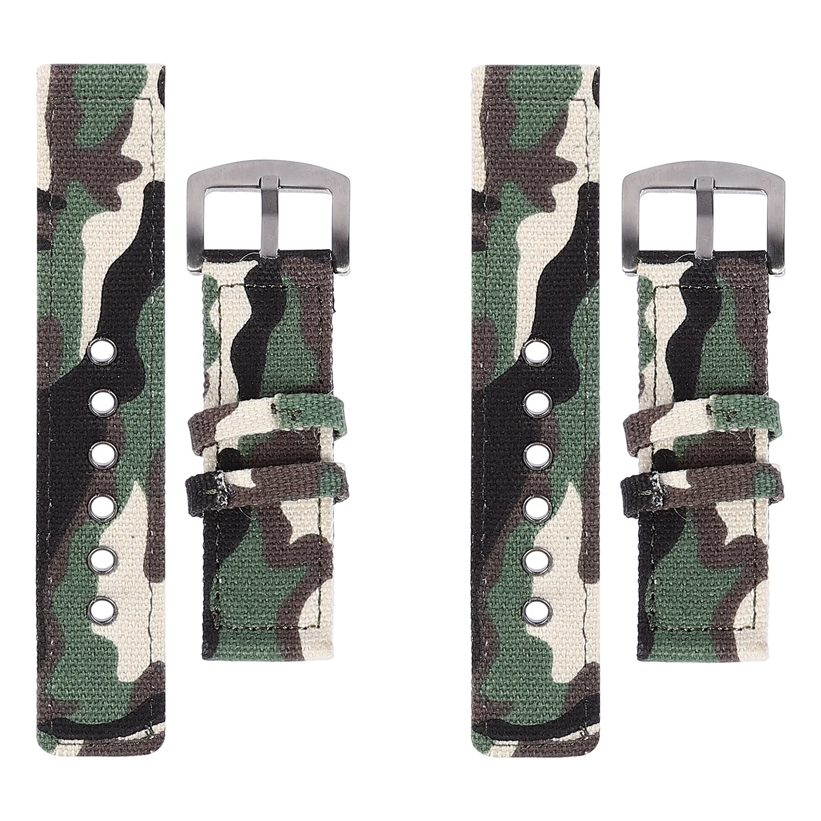 

2Pcs Nylon Watch Band Camouflage Canvas Strap High Durability Comfort Fit Easy Install for Daily Outdoor Wear Canvas Watch Strap