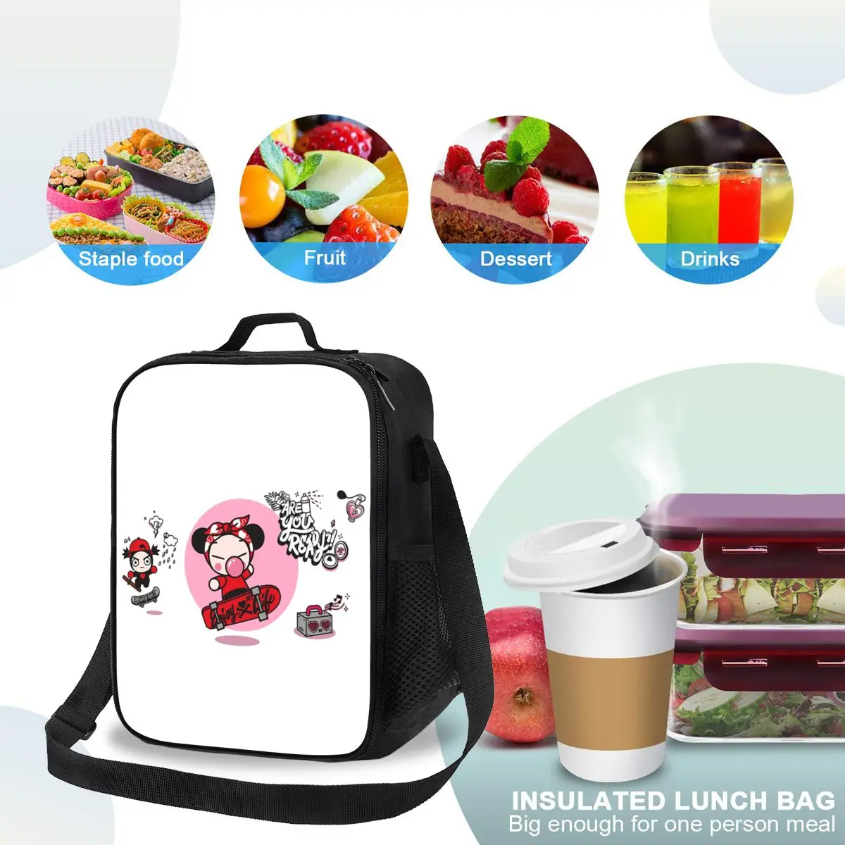 حقيبة غداء معزولة من كارتون بوكا للنساء والأطفال، صناديق طعام محمولة، حقيبة غداء حرارية