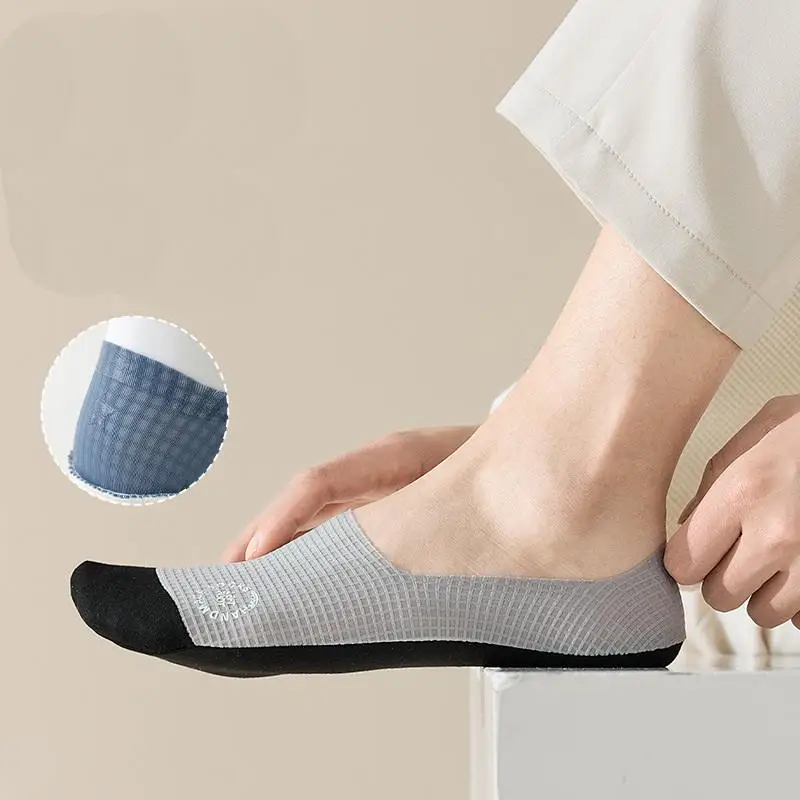 Calcetines informales de malla fina para hombre, 3 pares de cómodos calcetines invisibles para barco, resistentes al sudor con textura de gofre transpirable