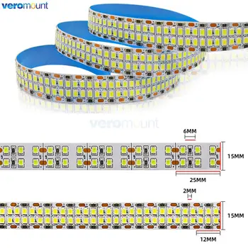 5m fileira dupla 2835 tira conduzida flexível 240leds/m 480leds/m branco quente fresco 4000k ip20 não-impermeável 1200/2400 smds 12v 24v dc