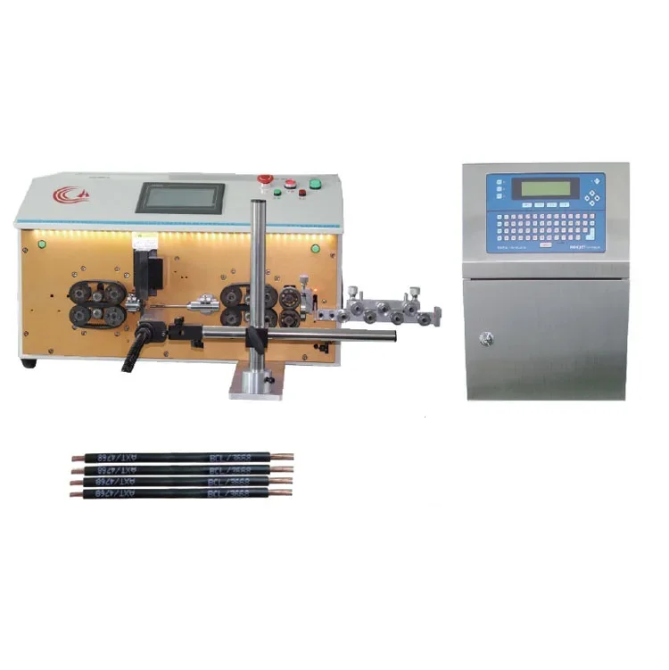 Automatic copper wire cutting stripping and inkjet marking cable printing machine