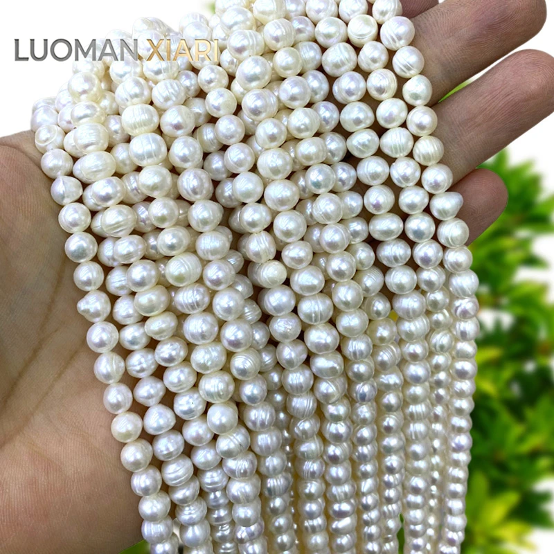 

Натуральные пресноводные жемчужины 7-8 мм, картофелевидной формы, рассыпные бусины-разделители для изготовления ювелирных изделий, DIY, жемчужных ожерелий, браслетов, шармов, аксессуаров
