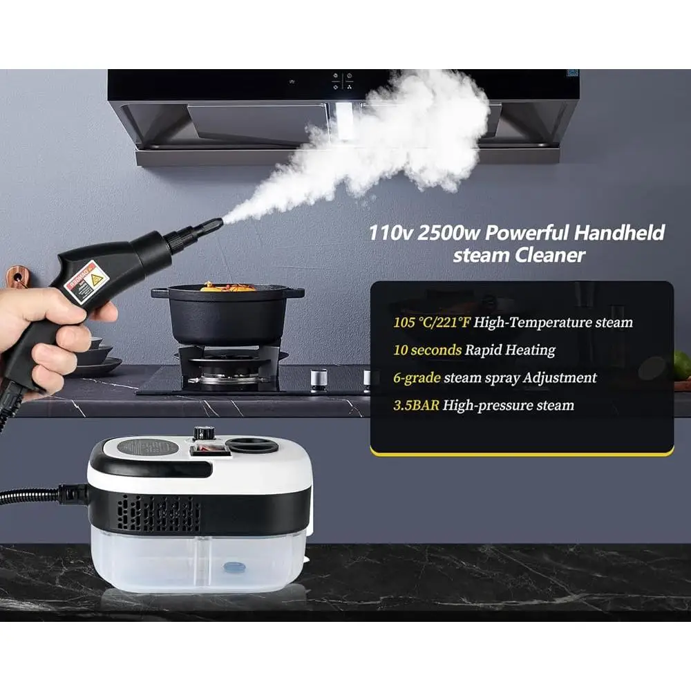 7 in 1 휴대용 스팀 청소기 2500W 고압 고속 가열 다중 표면 청소기(브러시 포함) 가정용 자동차 실내 장식 바닥