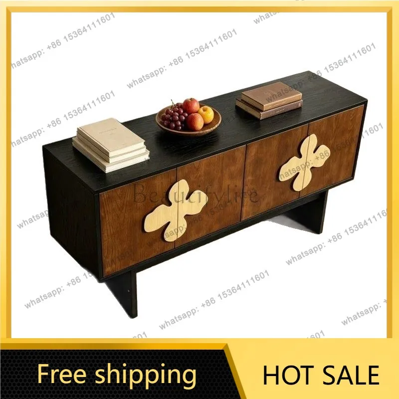 Zj. Medieval retro living room wall solid wood locker bedroom storage cabinet
