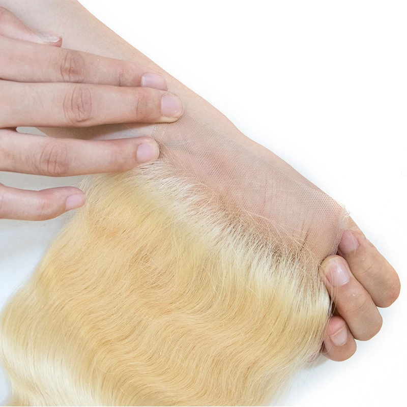 613 Blonde Body Wave 4x4 Lace Closure 10-22 Inch 150% Density Full End Pree Part Brazilian Virgin Hair Pre-Plucked