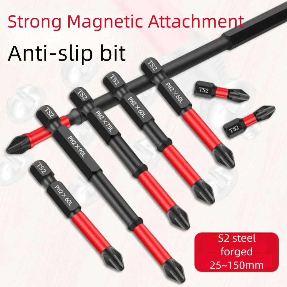 

4/5/6Pcs Durable Non-slip Magnetic Batch Head Wear-resistant Shock Resistance High Hardness Bit Phillips Bit for Power Drilling