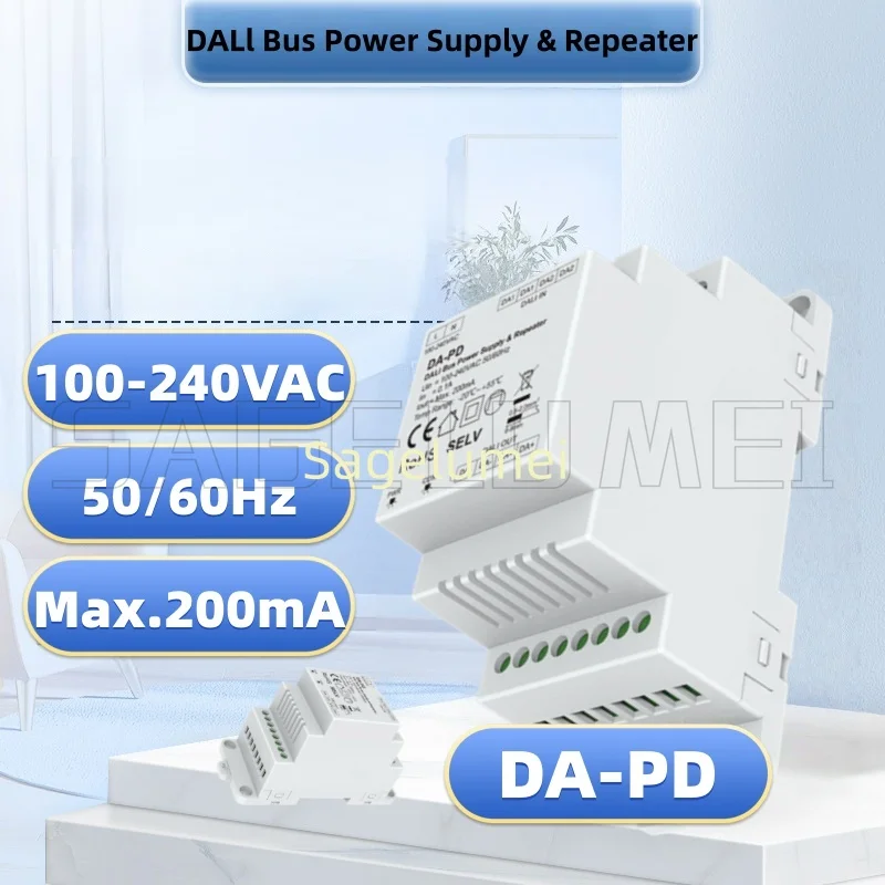 

DA-PD DALI Bus Power Supply& Repeater MAX200mA 100-240VAC DALI repeater with integrated DALI power supply 50/60Hz bidirectional
