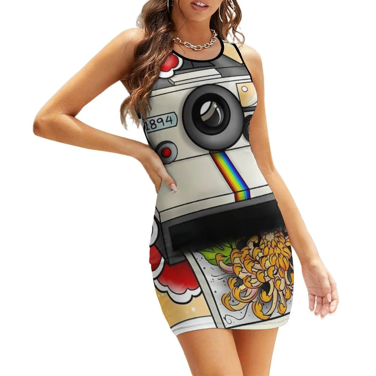 

Polaroid - Chrysanthemum Sleeveless Sundress women clothes dress party night dress women summer Women's evening dress