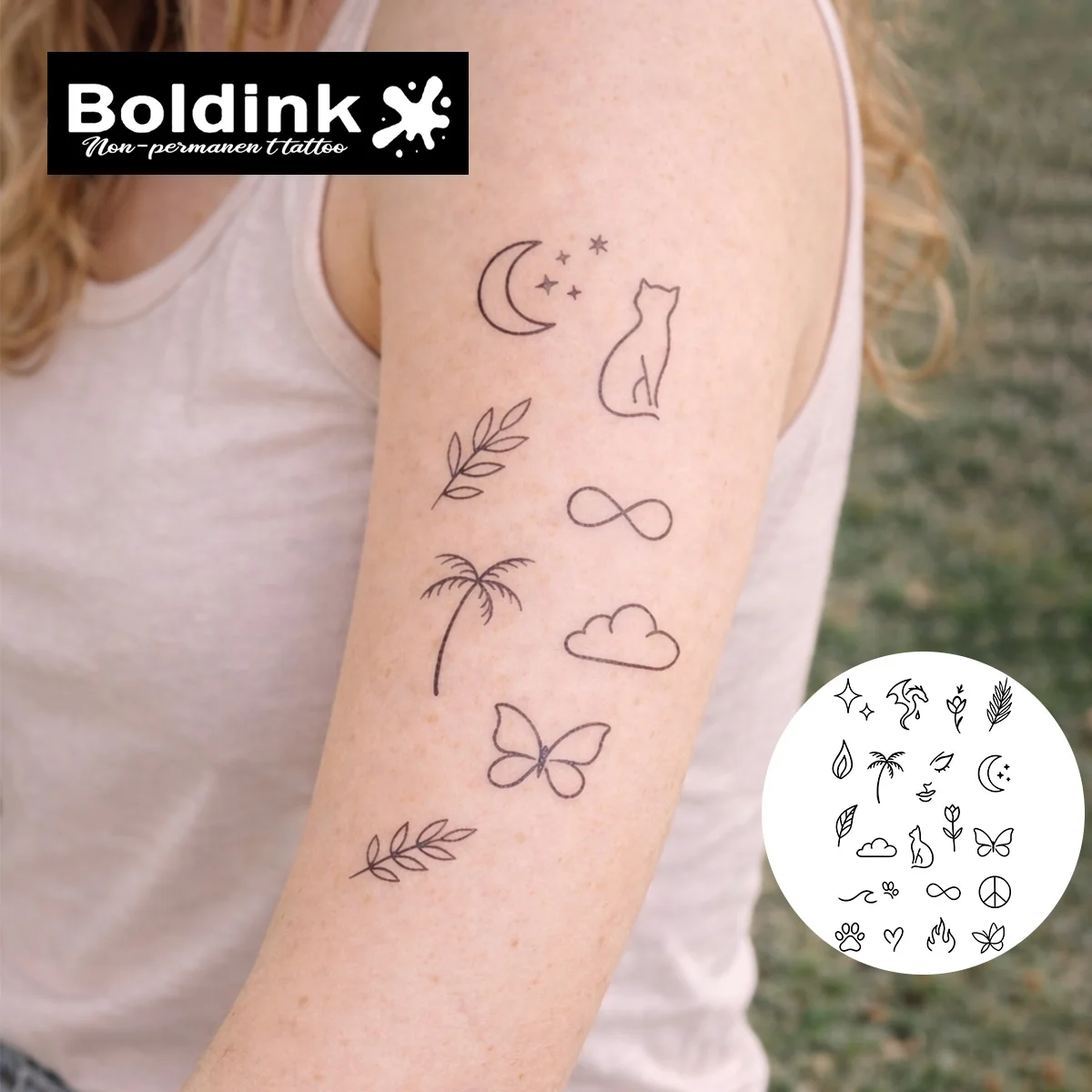 BOLDINK Minimal Forest Tattoo Sticker Unisex Stylish Easy Apply Waterproof Long Lasting 1-2 Week