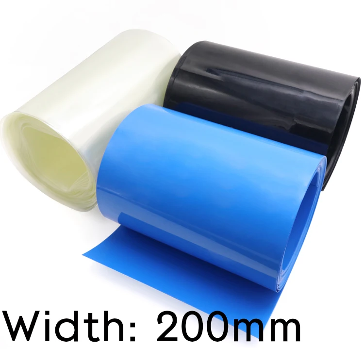 Width 200mm PVC Heat Shrink Tube Dia 127mm Lithium Battery Insulated Film Wrap Protection Case Pack Wire Cable Sleeve Colorful