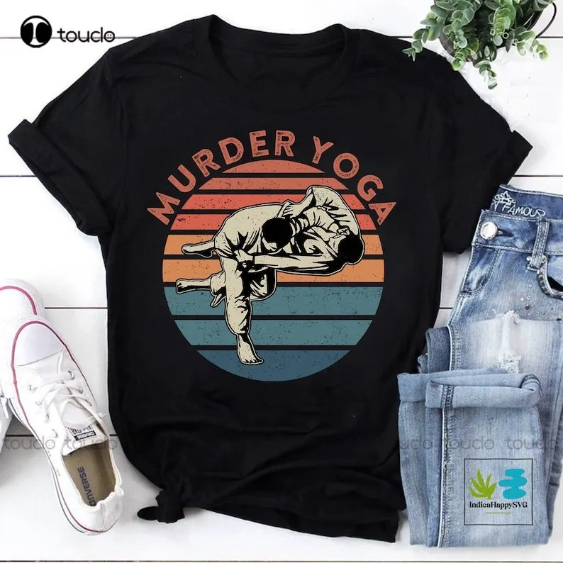 Murder Yoga T-Shirt, Brazilian Jiu Jitsu Shirt, Jiu Jitsu Shirt, Bjj Shirt O-Neck Streetwear Oversized Xs-5Xl Custom Gift