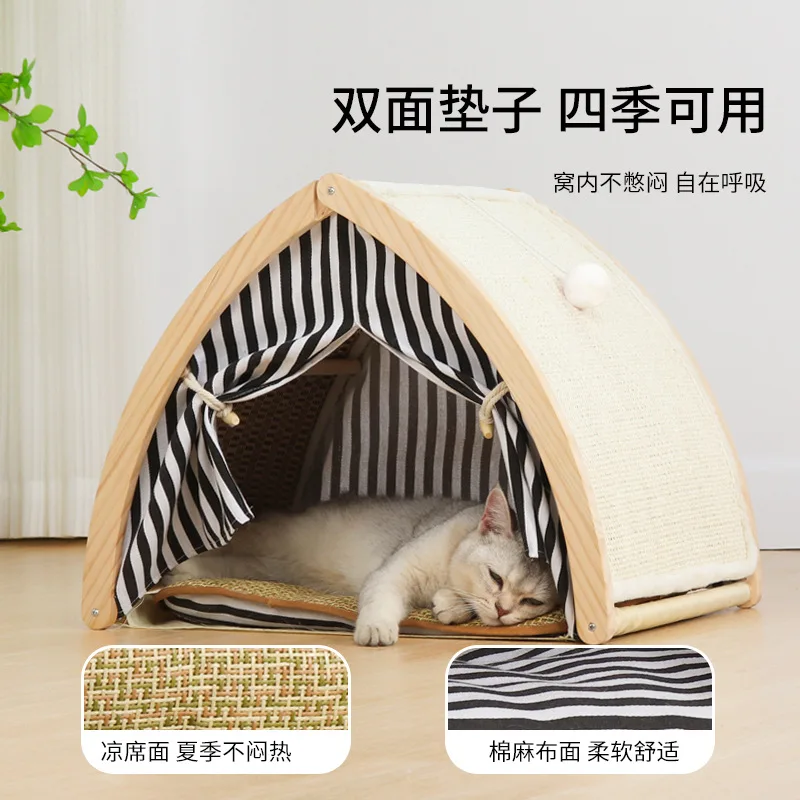 Imagem -02 - Dobrável Cat Tent Universal Summer Mat Respirável Indoor Cat Entrega Sala Pet Nest Pet House