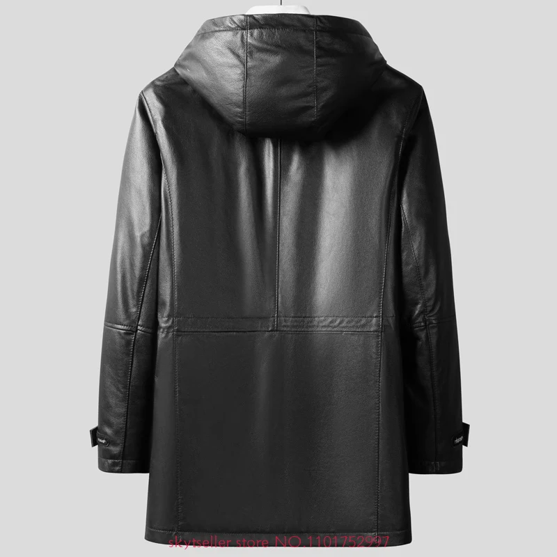 High Quality Genuine Leather Jacket Men First Layer Cowhide coats real leather down jacket long style