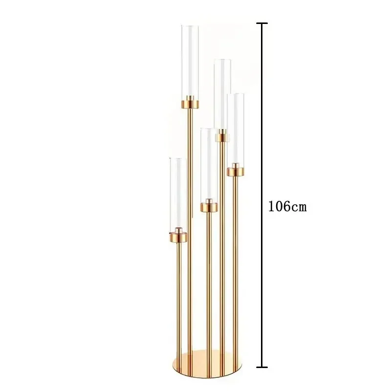 2/10 Stück 5/8-Köpfige Metall-Kerzenhalter, Tischdekoration, Goldener Kerzenständer, Säulenkerzenhalter für Hochzeiten – Detail 7